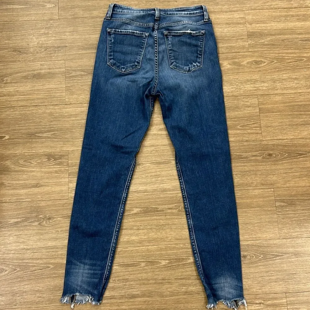 Flying Monkey Platinum Ankle Skinny Jeans with Distressed Hem